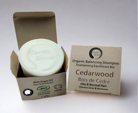 Shampoing Solide Équilibrant Cosmos Organic Earthsenseorganics – Bois de Cèdre 60g, Cheveux Gras