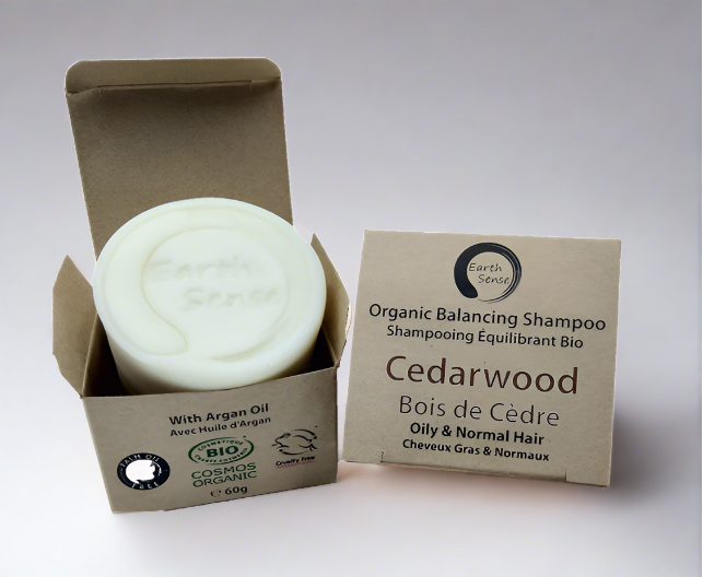 Earthsenseorganics Cosmos Organic Balancing Solid Shampoo – Cedarwood 60g, Oily Hair